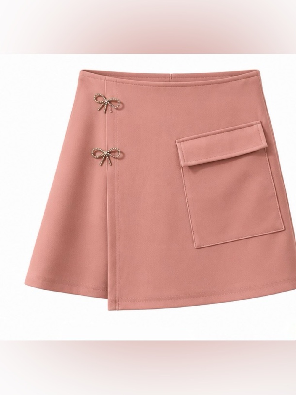SHEIN Dusty Rose A-Line Mini Skirt with Bow Accents